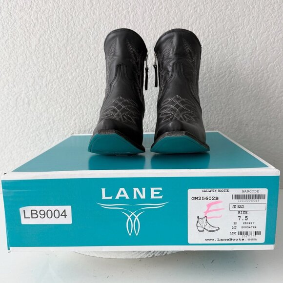 Lane Gallatin Womens Cowboy Booties Black Western Short Boots Snip Toe Size 7.5 - Picture 12 of 13